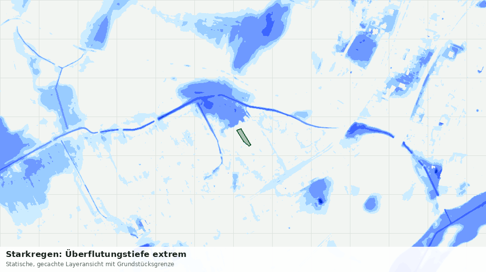 Statische Kartenansicht: Starkregen: Überflutungstiefe extrem