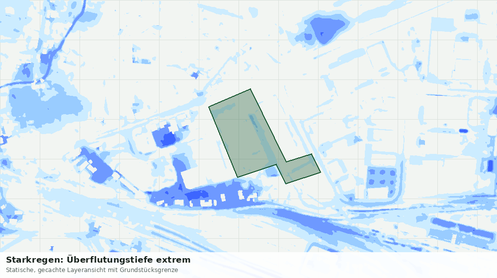 Statische Kartenansicht: Starkregen: Überflutungstiefe extrem