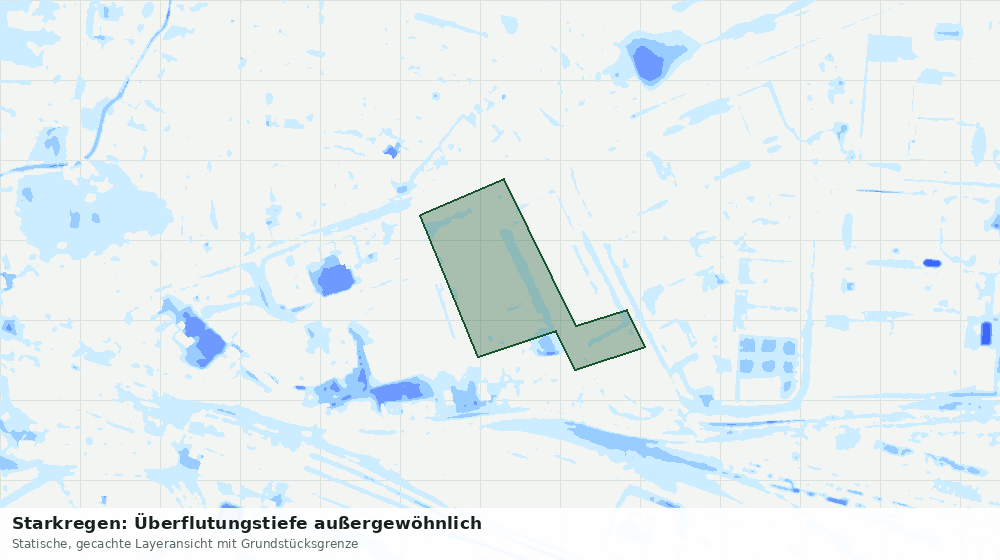 Statische Kartenansicht: Starkregen: Überflutungstiefe außergewöhnlich