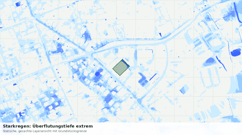 Statische Kartenansicht: Starkregen: Überflutungstiefe extrem