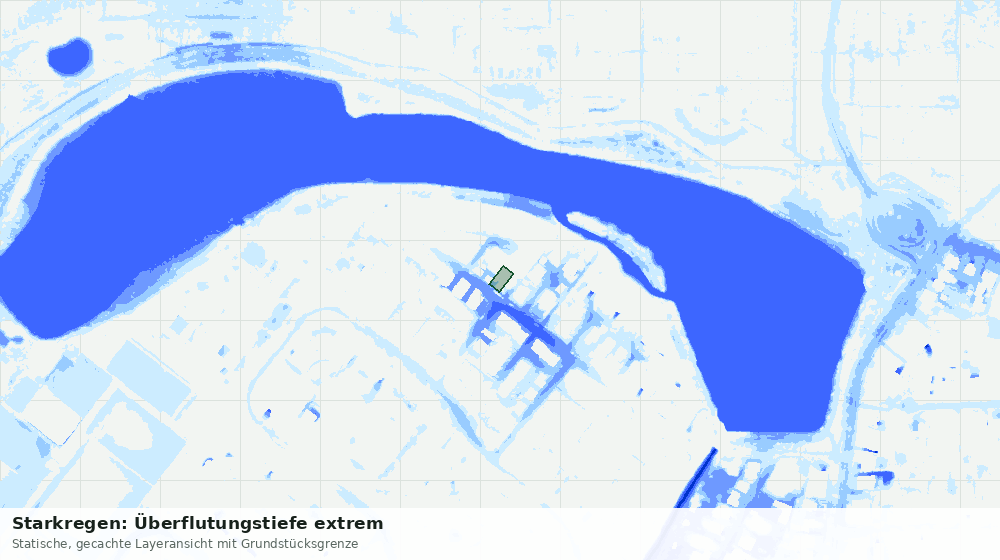 Statische Kartenansicht: Starkregen: Überflutungstiefe extrem