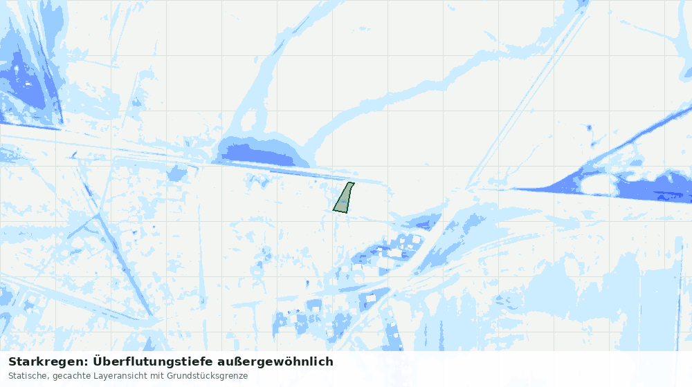 Statische Kartenansicht: Starkregen: Überflutungstiefe außergewöhnlich