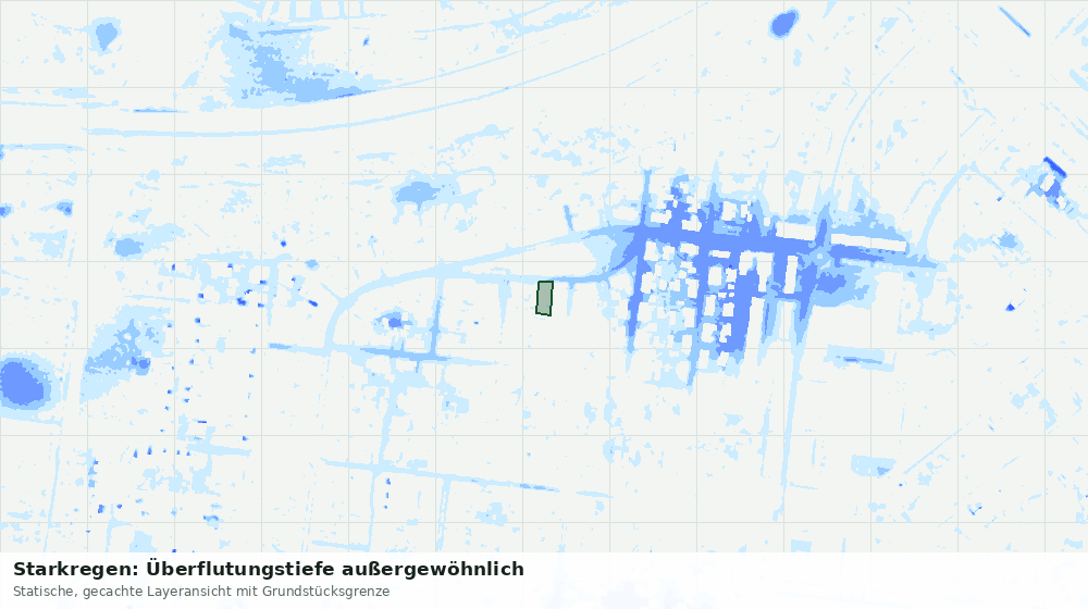 Statische Kartenansicht: Starkregen: Überflutungstiefe außergewöhnlich