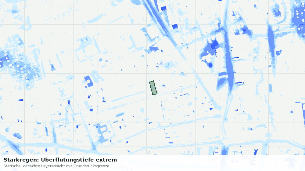 Statische Kartenansicht: Starkregen: Überflutungstiefe extrem