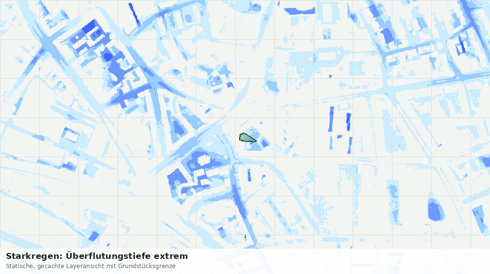 Statische Kartenansicht: Starkregen: Überflutungstiefe extrem