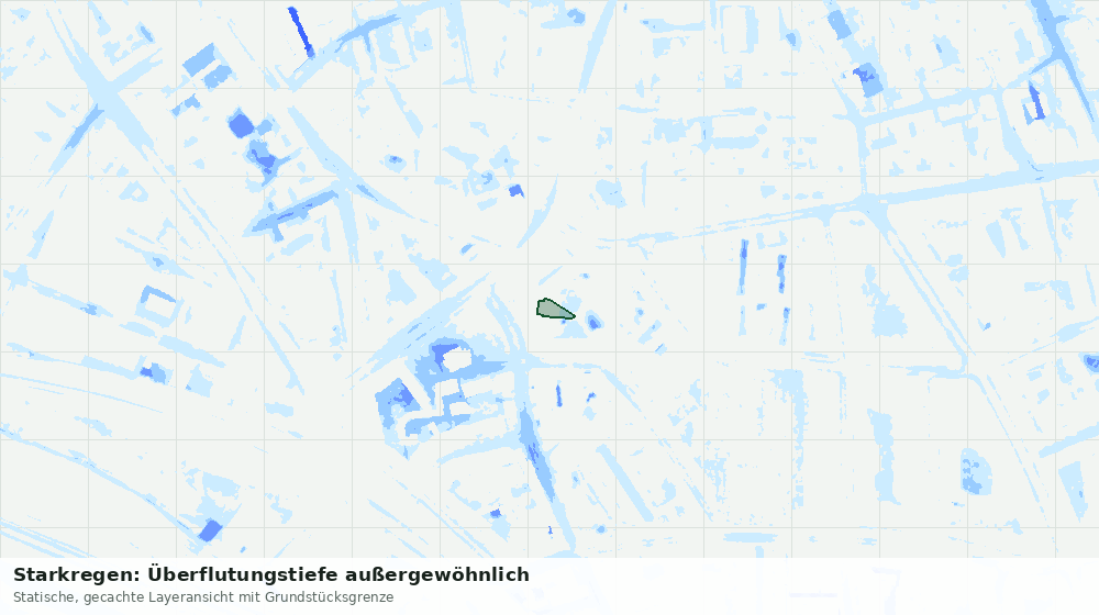 Statische Kartenansicht: Starkregen: Überflutungstiefe außergewöhnlich