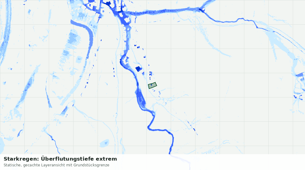 Statische Kartenansicht: Starkregen: Überflutungstiefe extrem