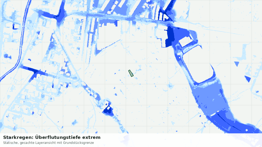 Statische Kartenansicht: Starkregen: Überflutungstiefe extrem