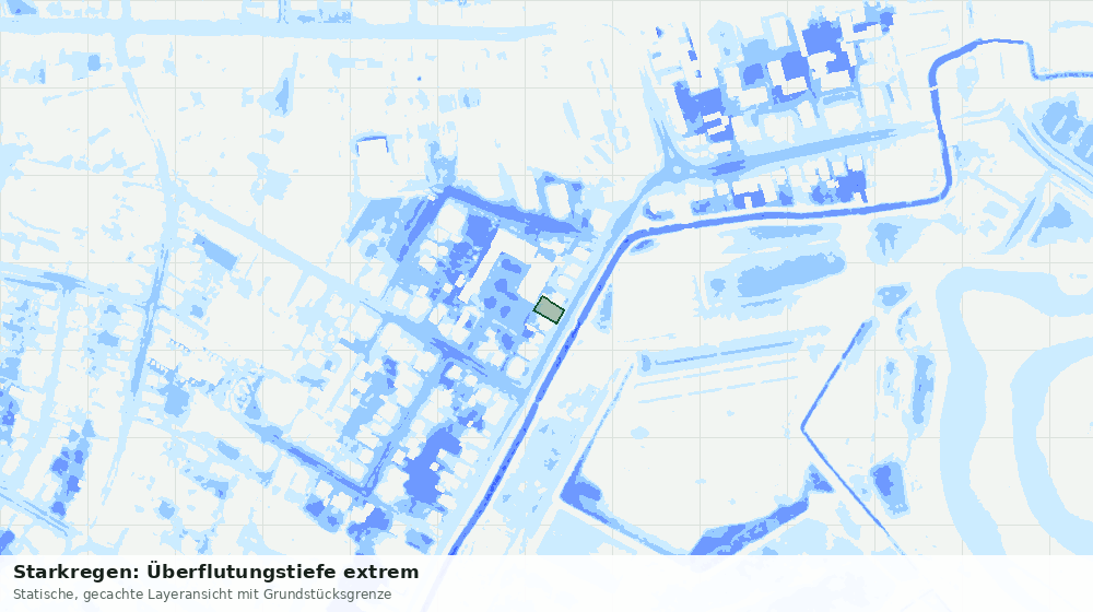 Statische Kartenansicht: Starkregen: Überflutungstiefe extrem