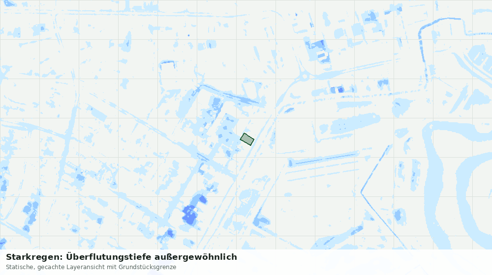 Statische Kartenansicht: Starkregen: Überflutungstiefe außergewöhnlich