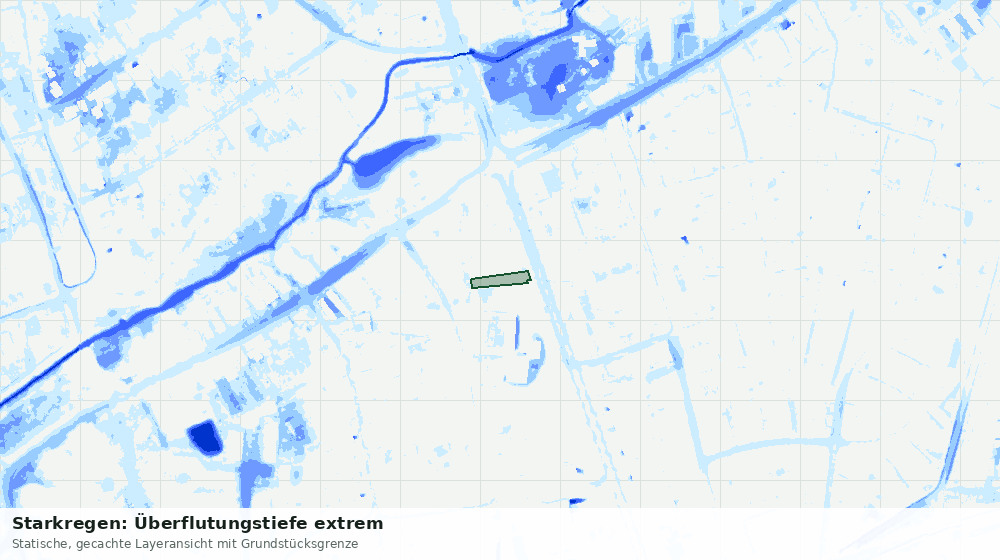 Statische Kartenansicht: Starkregen: Überflutungstiefe extrem