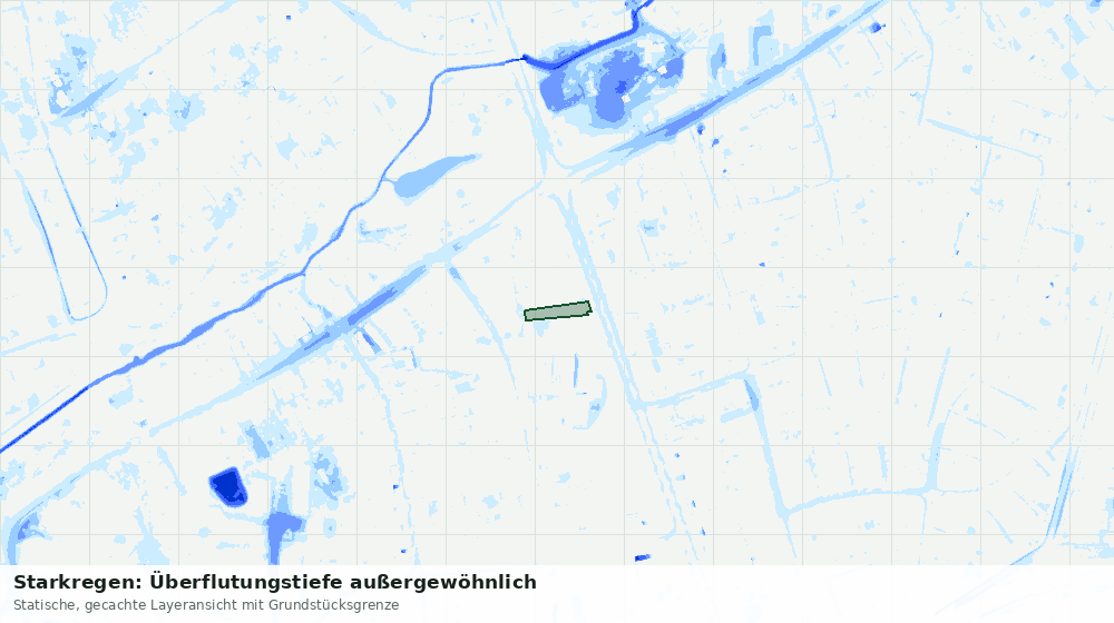 Statische Kartenansicht: Starkregen: Überflutungstiefe außergewöhnlich