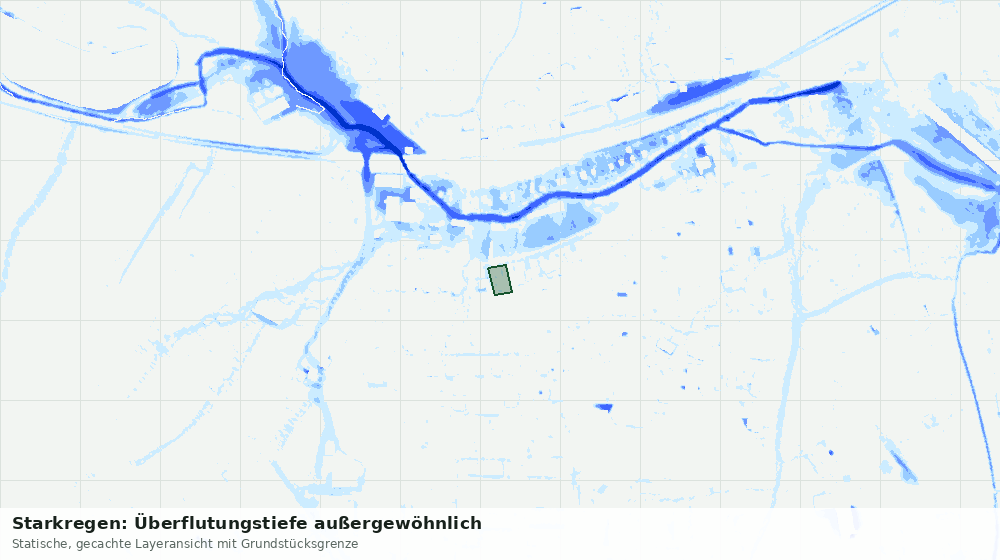 Statische Kartenansicht: Starkregen: Überflutungstiefe außergewöhnlich