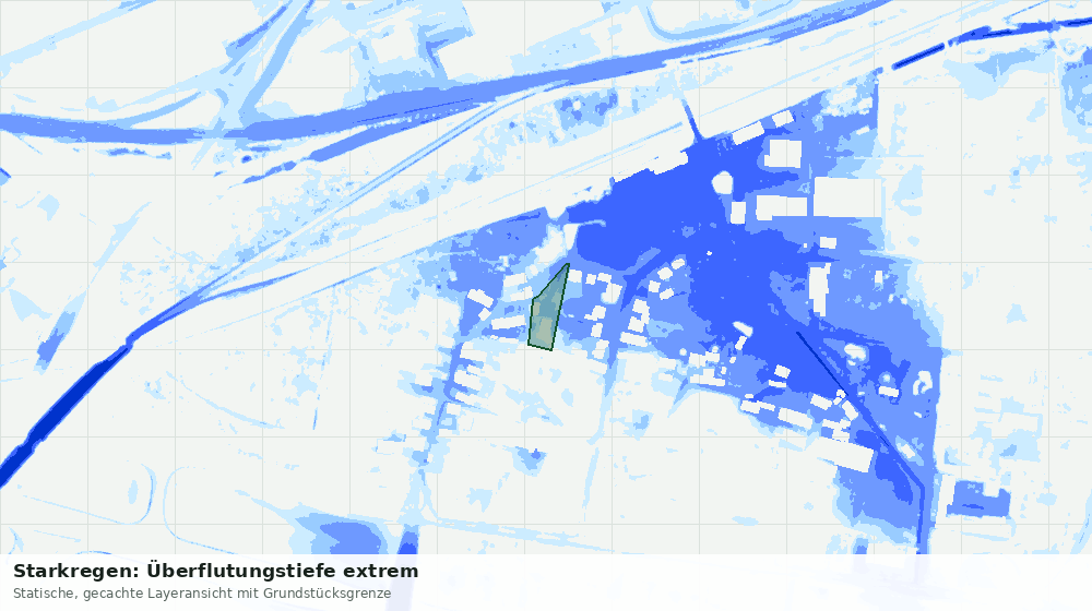 Statische Kartenansicht: Starkregen: Überflutungstiefe extrem