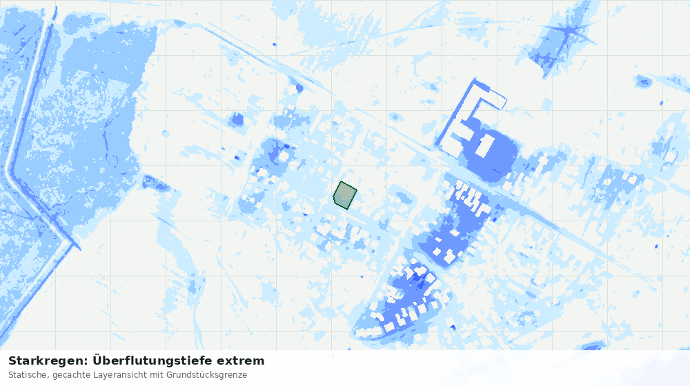 Statische Kartenansicht: Starkregen: Überflutungstiefe extrem