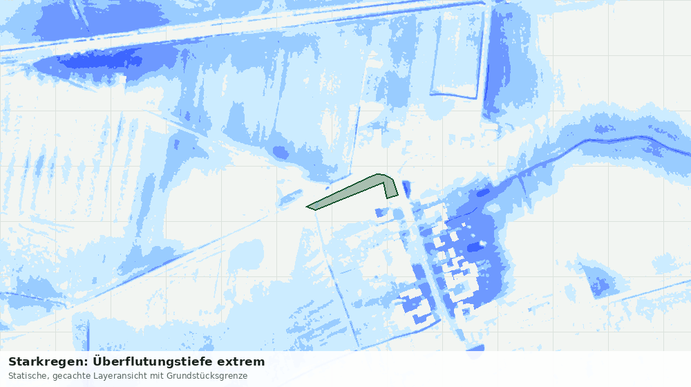 Statische Kartenansicht: Starkregen: Überflutungstiefe extrem