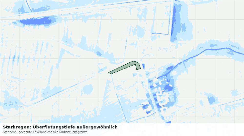 Statische Kartenansicht: Starkregen: Überflutungstiefe außergewöhnlich