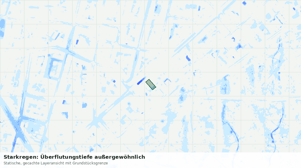 Statische Kartenansicht: Starkregen: Überflutungstiefe außergewöhnlich