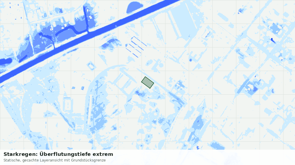Statische Kartenansicht: Starkregen: Überflutungstiefe extrem