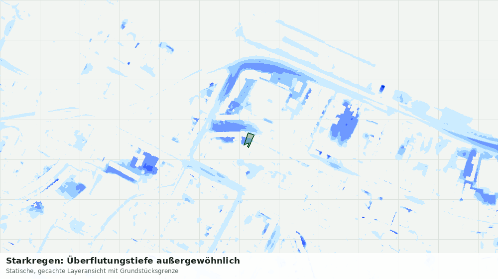 Statische Kartenansicht: Starkregen: Überflutungstiefe außergewöhnlich
