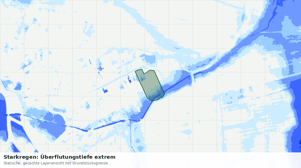 Statische Kartenansicht: Starkregen: Überflutungstiefe extrem