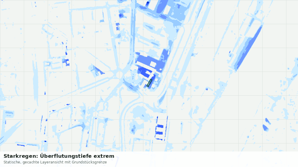 Statische Kartenansicht: Starkregen: Überflutungstiefe extrem
