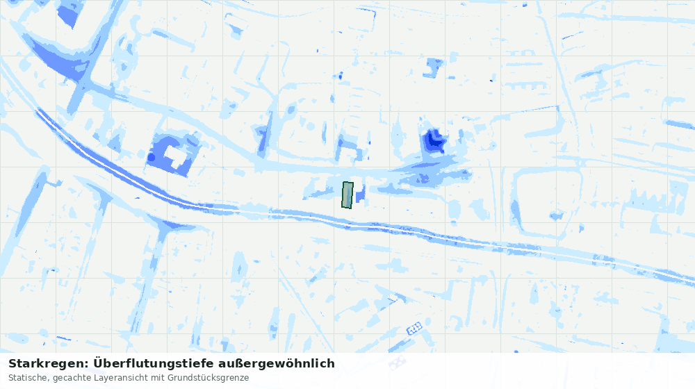 Statische Kartenansicht: Starkregen: Überflutungstiefe außergewöhnlich
