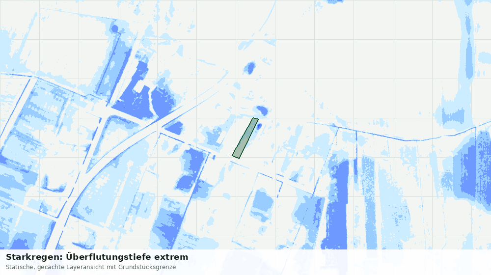 Statische Kartenansicht: Starkregen: Überflutungstiefe extrem
