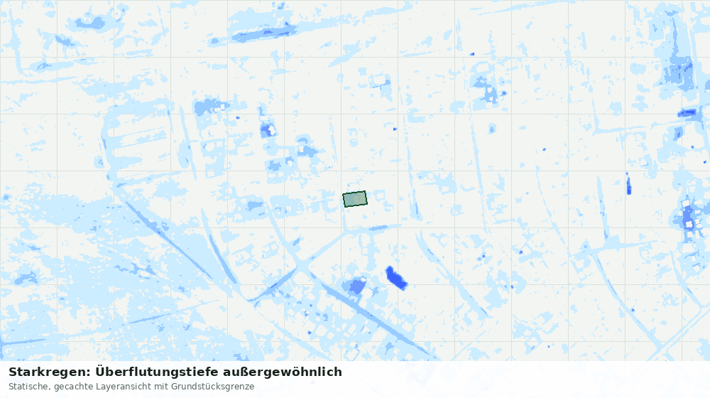 Statische Kartenansicht: Starkregen: Überflutungstiefe außergewöhnlich