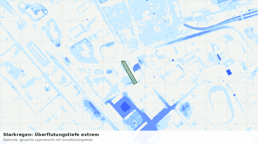 Statische Kartenansicht: Starkregen: Überflutungstiefe extrem
