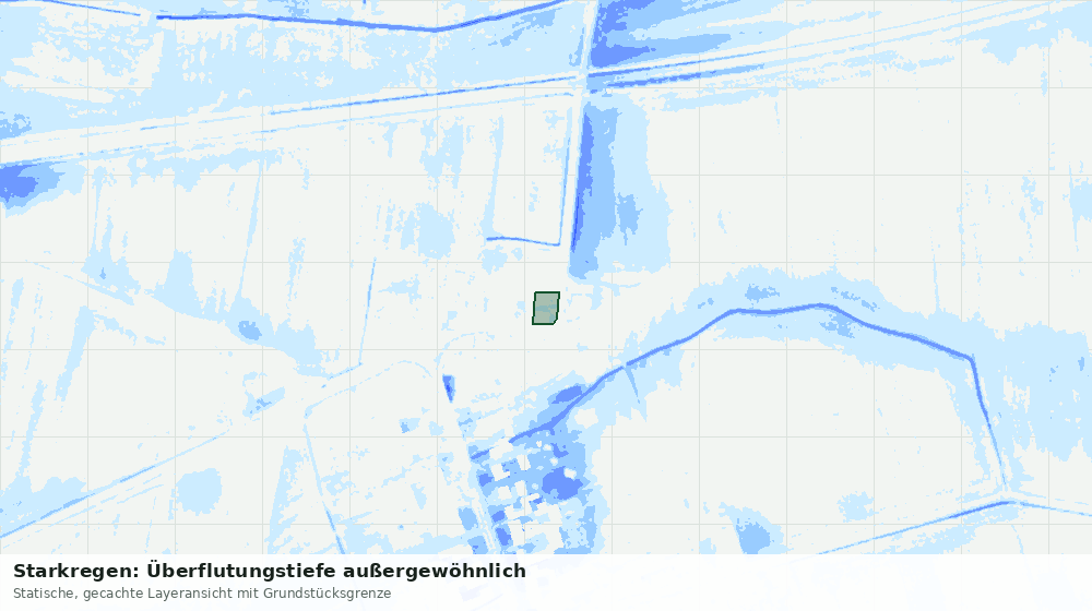 Statische Kartenansicht: Starkregen: Überflutungstiefe außergewöhnlich