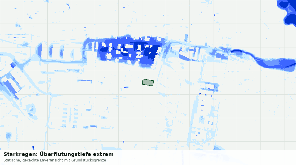 Statische Kartenansicht: Starkregen: Überflutungstiefe extrem