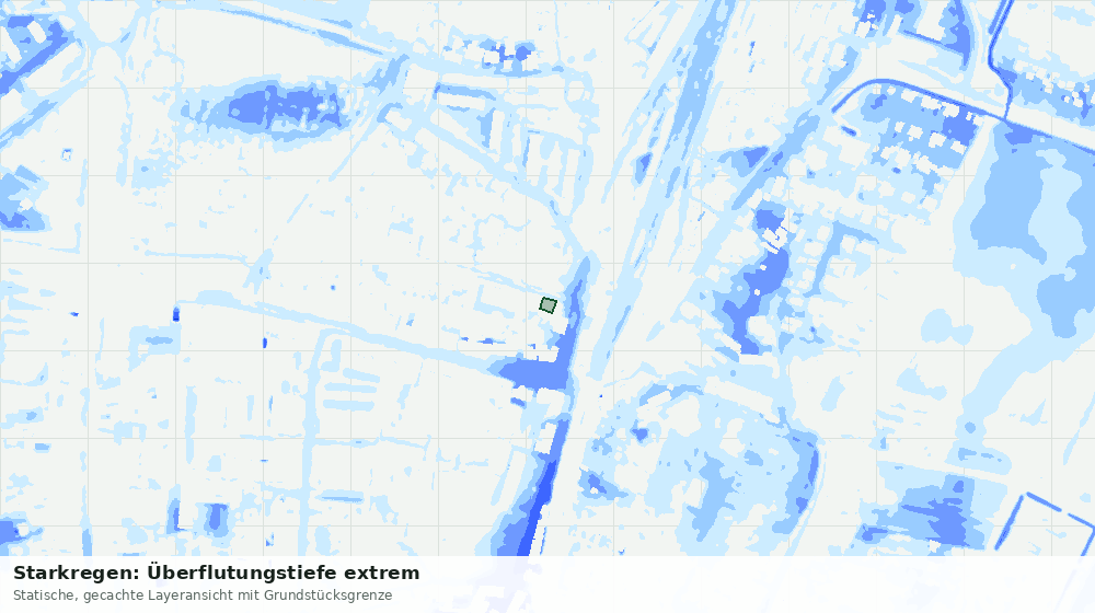 Statische Kartenansicht: Starkregen: Überflutungstiefe extrem
