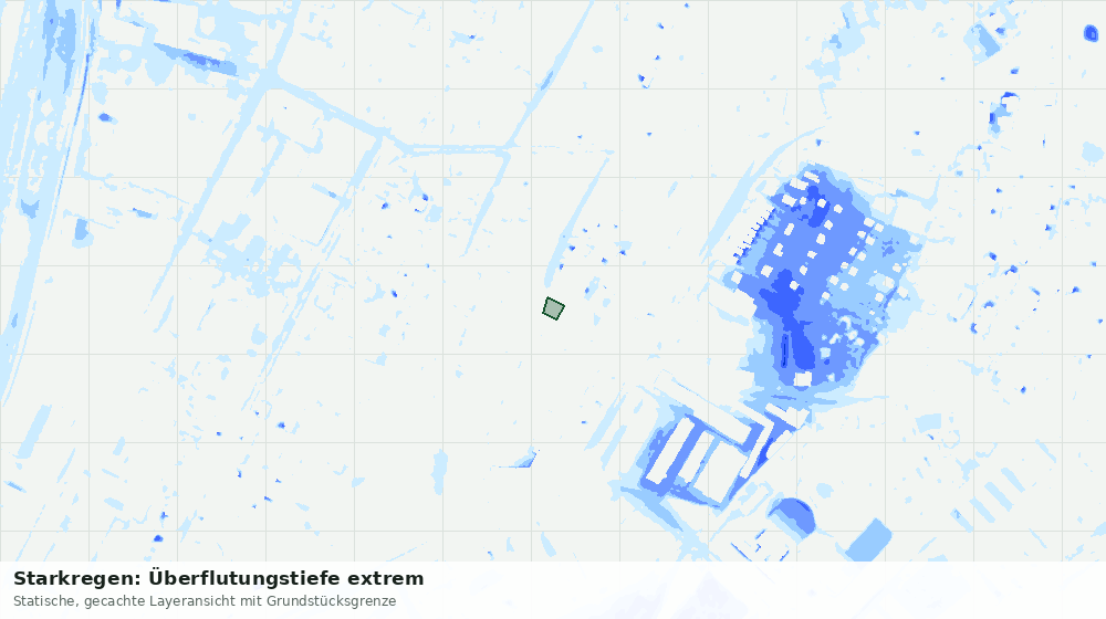 Statische Kartenansicht: Starkregen: Überflutungstiefe extrem