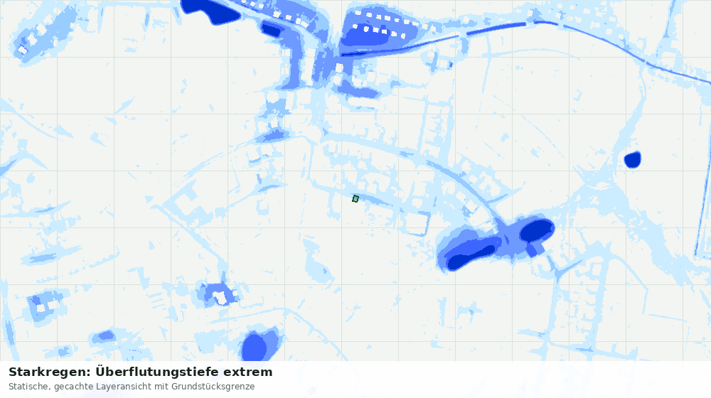 Statische Kartenansicht: Starkregen: Überflutungstiefe extrem