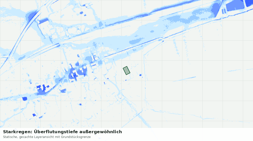 Statische Kartenansicht: Starkregen: Überflutungstiefe außergewöhnlich
