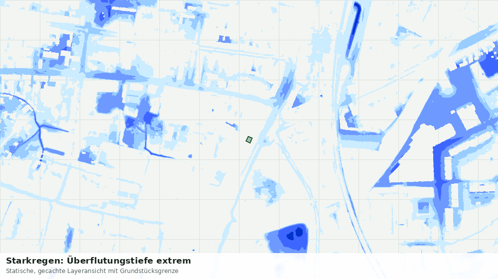 Statische Kartenansicht: Starkregen: Überflutungstiefe extrem