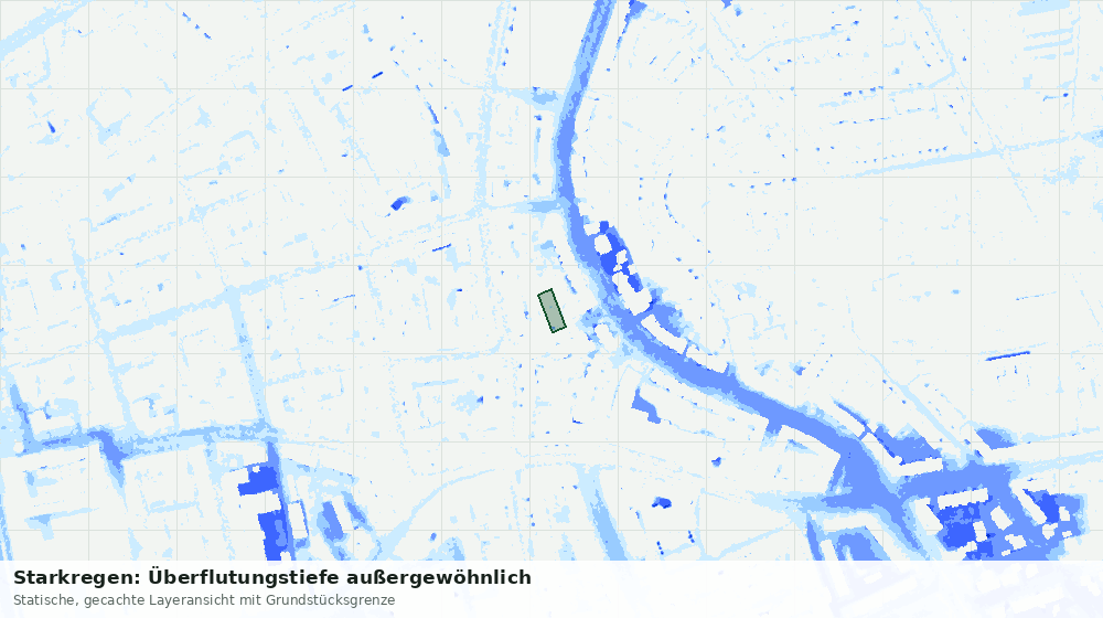 Statische Kartenansicht: Starkregen: Überflutungstiefe außergewöhnlich