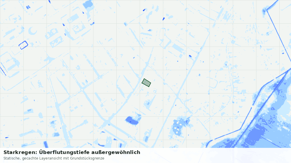 Statische Kartenansicht: Starkregen: Überflutungstiefe außergewöhnlich