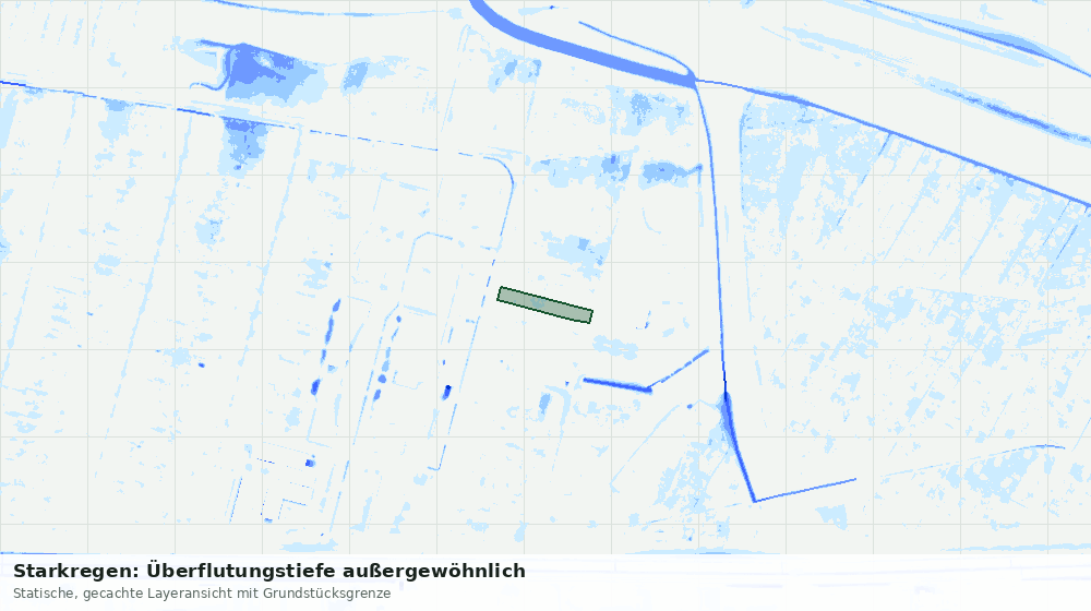 Statische Kartenansicht: Starkregen: Überflutungstiefe außergewöhnlich