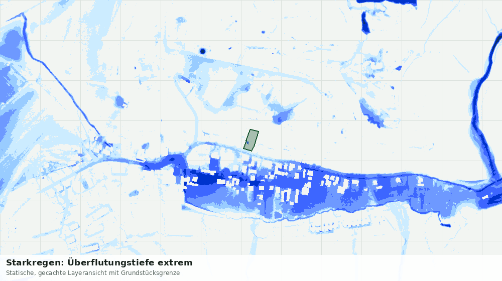 Statische Kartenansicht: Starkregen: Überflutungstiefe extrem