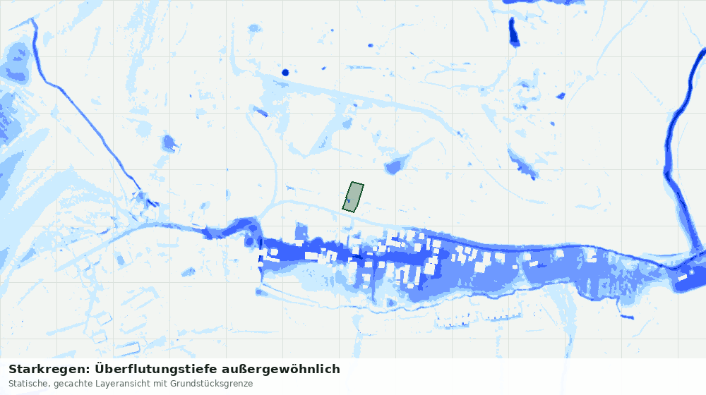 Statische Kartenansicht: Starkregen: Überflutungstiefe außergewöhnlich