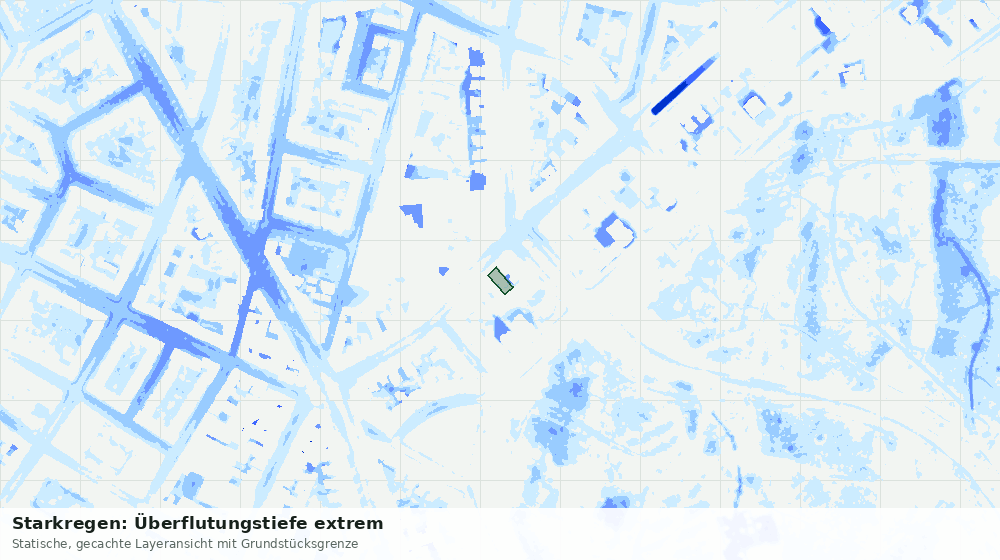 Statische Kartenansicht: Starkregen: Überflutungstiefe extrem