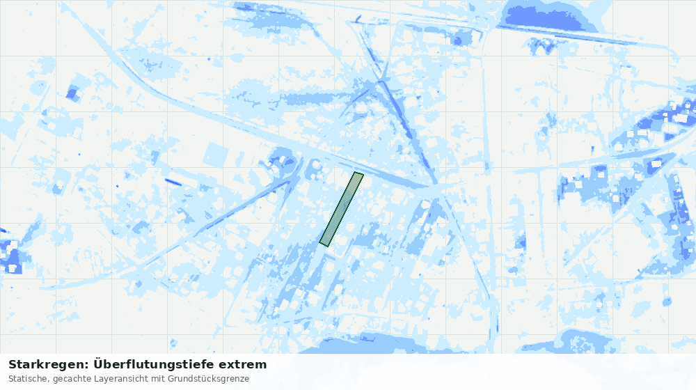 Statische Kartenansicht: Starkregen: Überflutungstiefe extrem