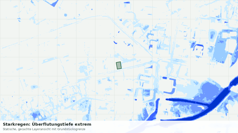 Statische Kartenansicht: Starkregen: Überflutungstiefe extrem