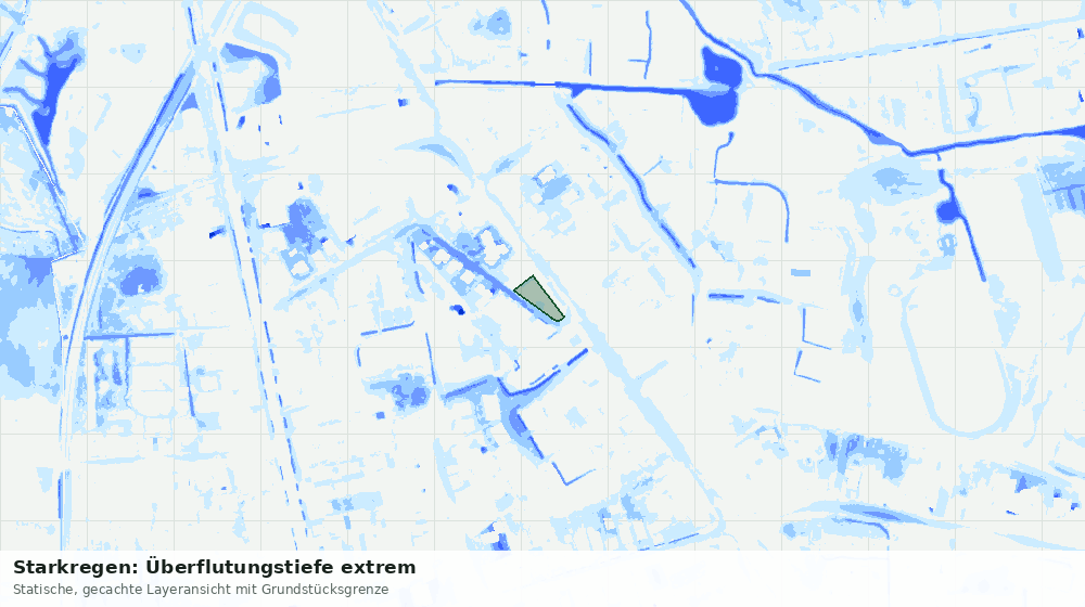 Statische Kartenansicht: Starkregen: Überflutungstiefe extrem