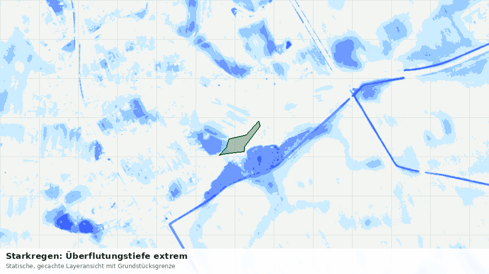 Statische Kartenansicht: Starkregen: Überflutungstiefe extrem