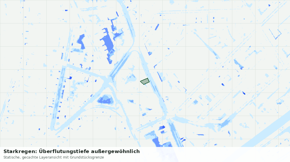 Statische Kartenansicht: Starkregen: Überflutungstiefe außergewöhnlich