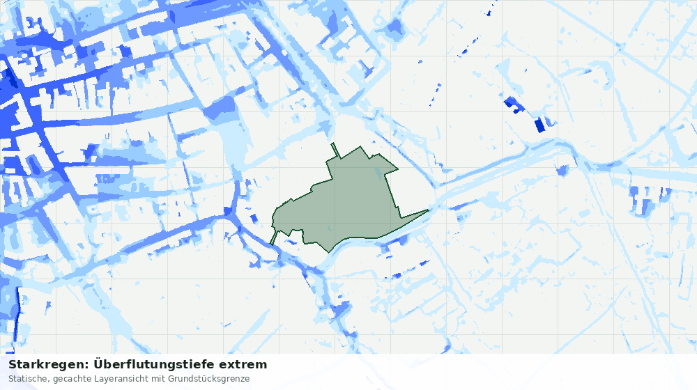 Statische Kartenansicht: Starkregen: Überflutungstiefe extrem
