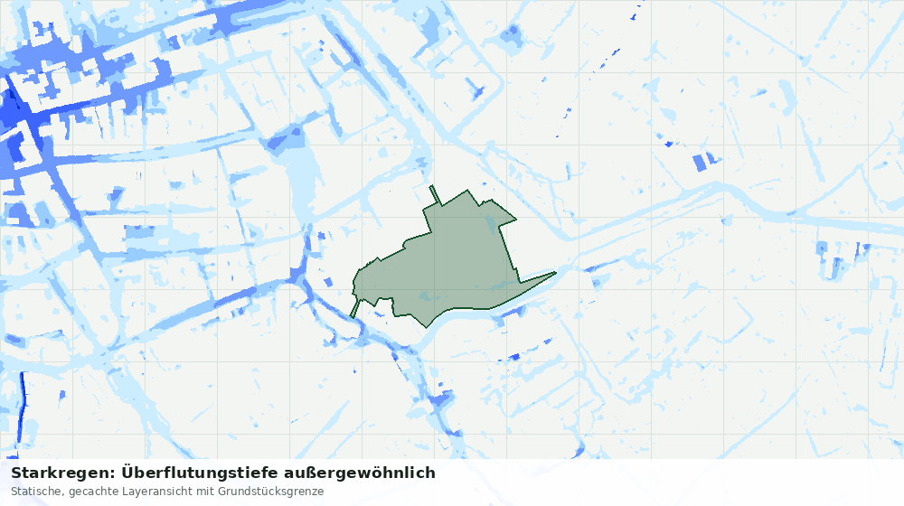 Statische Kartenansicht: Starkregen: Überflutungstiefe außergewöhnlich